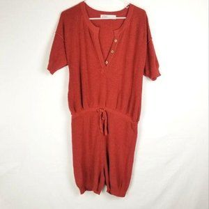Free People Orange Red Knit Sweater Romper